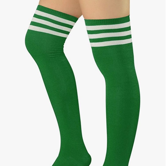 Accessories - Thigh High Socks Green White